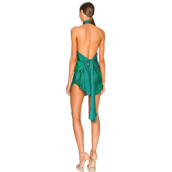 New! Kim Shui Green Silk Backless Mini Dress Size XS 25029 - Picture 4 of 13